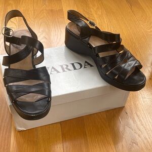Black Leather Multi-Strap Platform Sandals